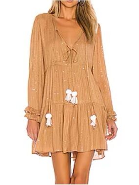 SUNDRESS x REVOLVE Neo Mini Dress in Gold Saint Barth Canyon & White, Size M/L